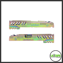 Load image into Gallery viewer, LA Capa Customs 5.1 “JungleCat” Aluminum Slide - Green Rainbow | Kaharoa Custom Airsoft
